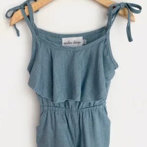 Girls Sleeveless Romper with Adjustable Tie Straps